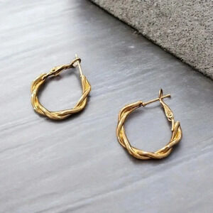 Gold Plated Weaved Hoop Earrings